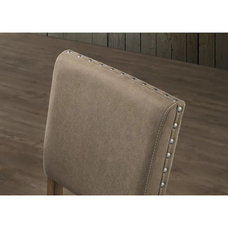 Set da pranzo da 6 pezzi in legno di palude ad altezza bancone con sedie con borchie – Stile rustico