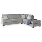 Divano componibile a 2 posti grigio con chaise longue – 279 cm L x 228 cm P x 94 cm A, imbottito, moderno per soggiorno