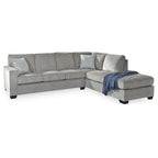 Divano componibile a 2 posti grigio con chaise longue – 279 cm L x 228 cm P x 94 cm A, imbottito, moderno per soggiorno