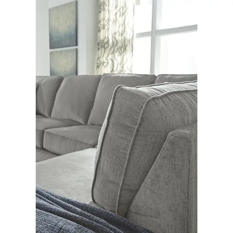 Divano componibile a 2 posti grigio con chaise longue – 279 cm L x 228 cm P x 94 cm A, imbottito, moderno per soggiorno