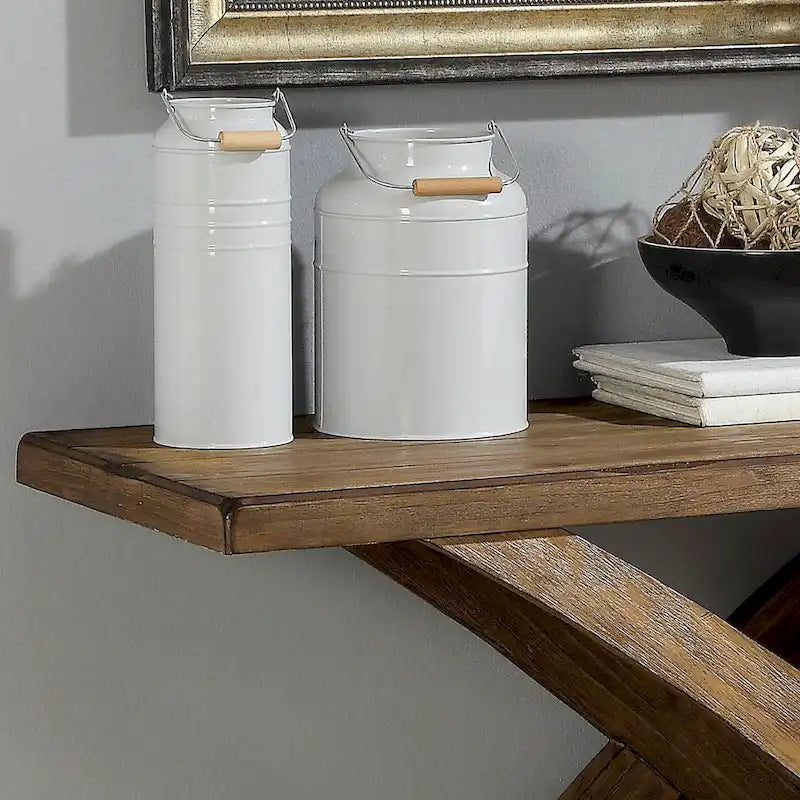 Tavolo da divano in rovere rustico in legno massello da 120 cm con 1 ripiano – Stile rustico