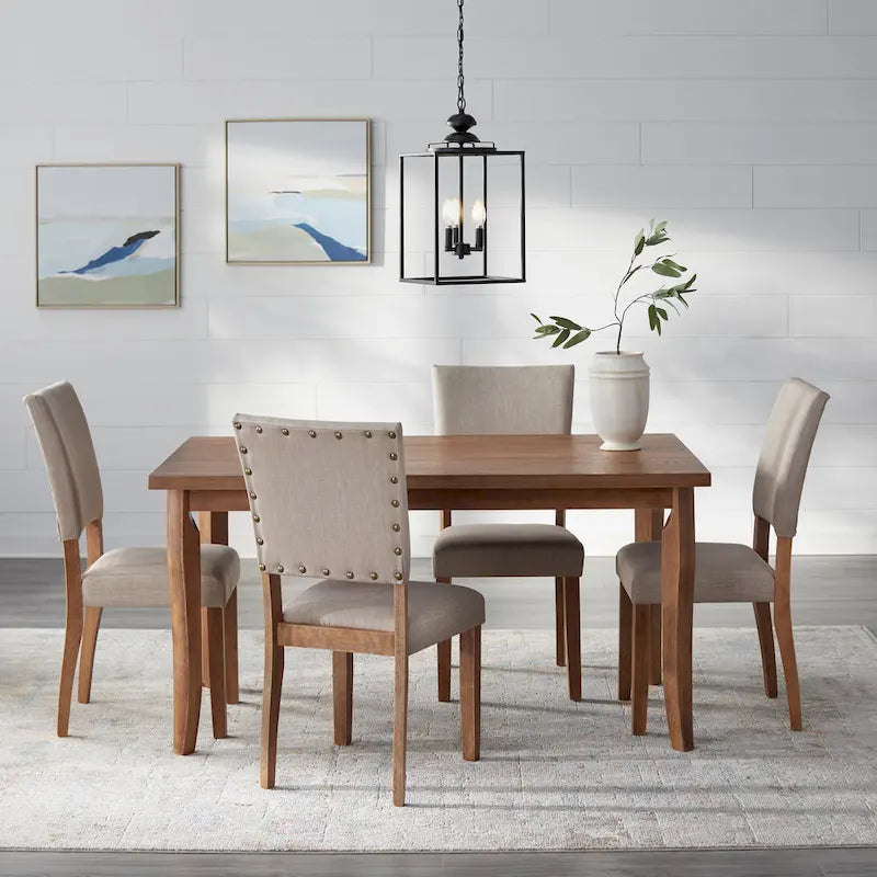 Sedie da pranzo Parson Nailhead set da 2 – Imbottite stile provenzale, design classico