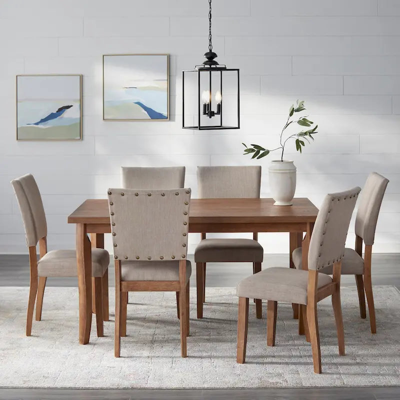 Sedie da pranzo Parson Nailhead set da 2 – Imbottite stile provenzale, design classico