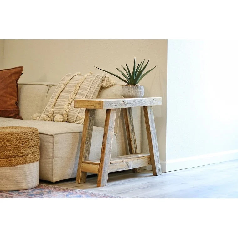 Tavolino a-frame 26x10x23" – Finitura Legno Naturale, Tavolino d'Appoggio in Stile Boho