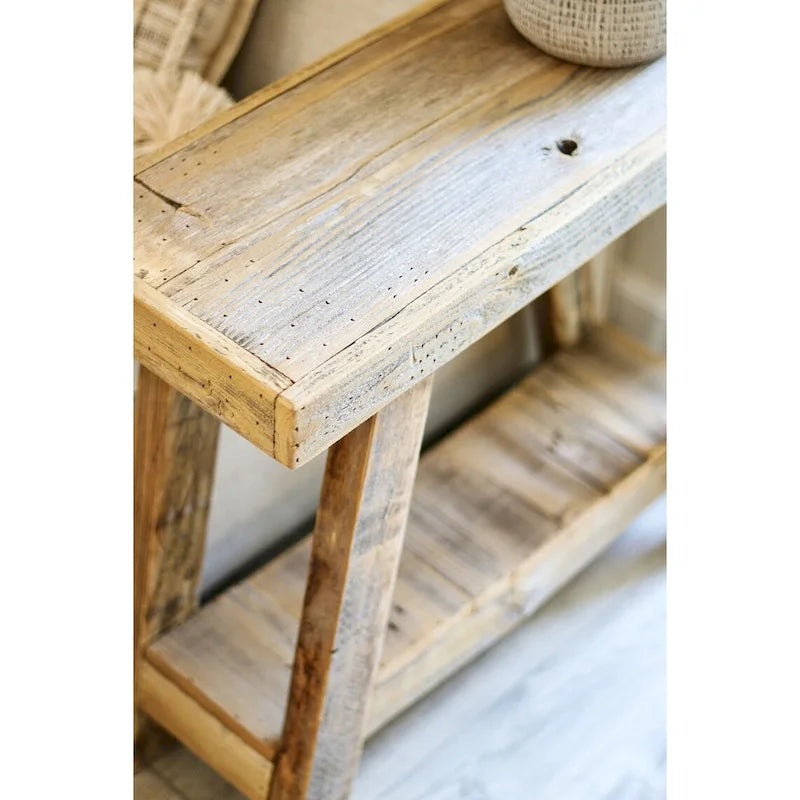 Tavolino a-frame 26x10x23" – Finitura Legno Naturale, Tavolino d'Appoggio in Stile Boho