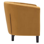 Poltrona a pozzetto classica in velluto color Cognac con bottoni capitonné – Poltrona d'accento imbottita