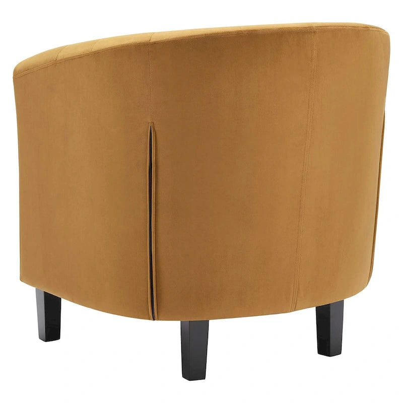 Poltrona a pozzetto classica in velluto color Cognac con bottoni capitonné – Poltrona d'accento imbottita