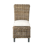 Sedie da pranzo imbottite in rattan naturale – Schienale in tessuto boho, per uso interno ed esterno