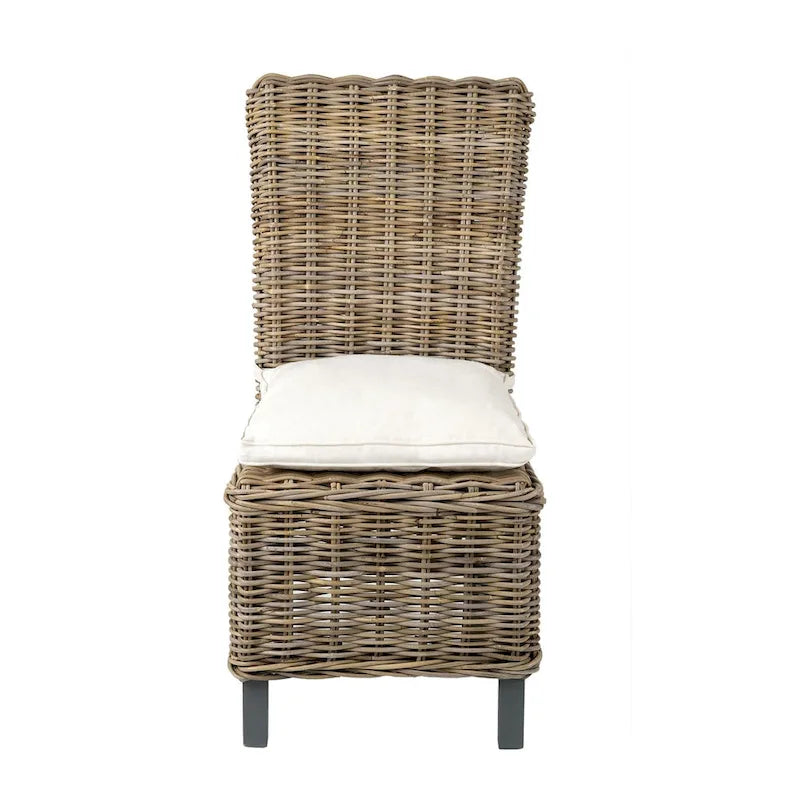 Sedie da pranzo imbottite in rattan naturale – Schienale in tessuto boho, per uso interno ed esterno
