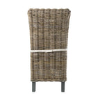 Sedie da pranzo imbottite in rattan naturale – Schienale in tessuto boho, per uso interno ed esterno