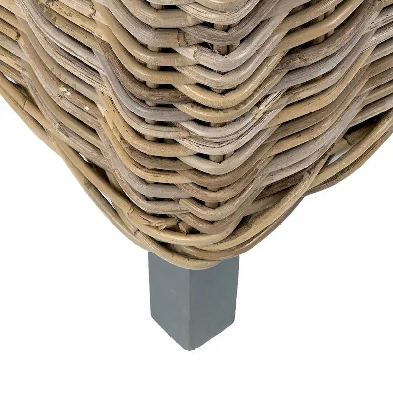 Sedie da pranzo imbottite in rattan naturale – Schienale in tessuto boho, per uso interno ed esterno