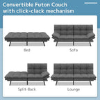 Divano Letto Futon, Divano Pieghevole in Memory Foam Convertibile per Due Posti Letto con Braccioli Regolabili per Piccoli Spazi