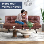 Divano Letto Futon, Divano Pieghevole in Memory Foam Convertibile per Due Posti Letto con Braccioli Regolabili per Piccoli Spazi