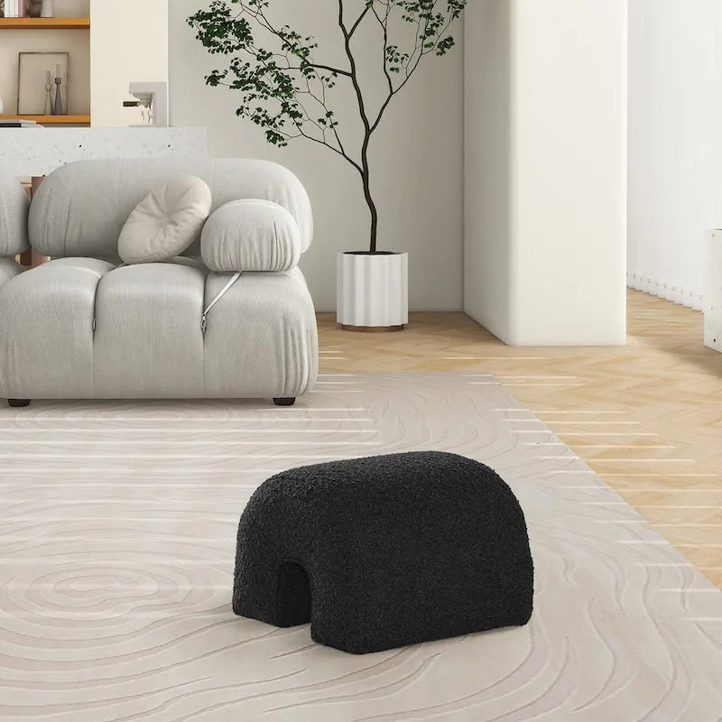 Pouf poggiapiedi imbottito – Tessuto capitonné, poggiapiedi d'accento per salotto