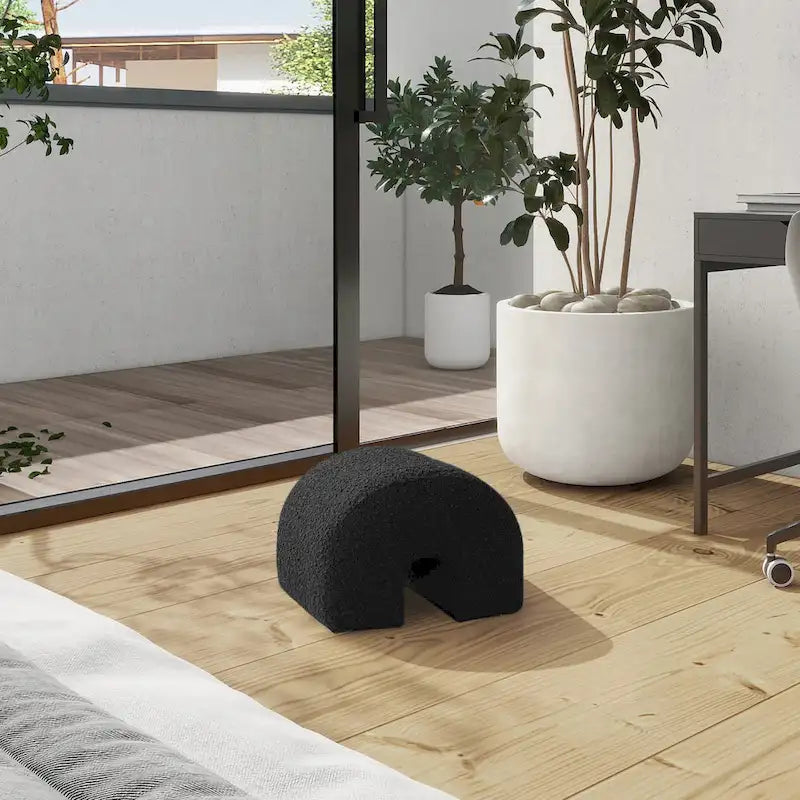 Pouf poggiapiedi imbottito – Tessuto capitonné, poggiapiedi d'accento per salotto