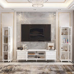 Cabinet Set with Tempered GlassStorage & TV Stand Combo Organization - SideCabinet+TVStand