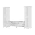 Set di mobili con vetrina in vetro temperato e combinazione porta TV - Madia laterale + Mobile TV