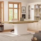 Tavolo da Pranzo Allungabile con Piano in Legno, Computer (Nero/Bianco)