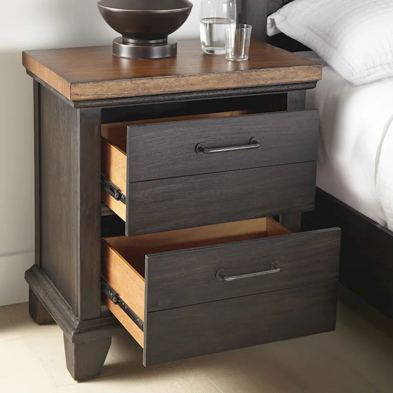 Comodino a due colori a 2 cassetti – Stile Overlook, Tavolino portaoggetti da comodino, Mobile moderno per camera da letto