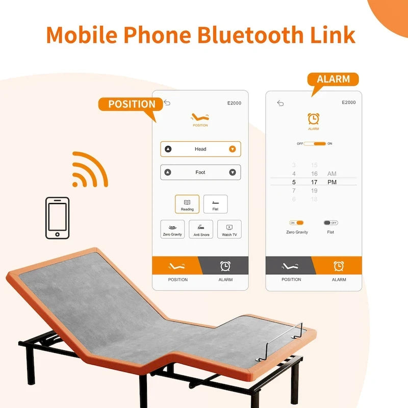 Telaio Letto Regolabile – Posizioni Multiple, Inclinazione Testa e Piedi, Motore Silenzioso