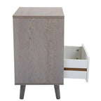 Comodino in legno con cassetto e vano a giorno, set da 2, grigio