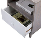 Comodino in legno con cassetto e vano a giorno, set da 2, grigio