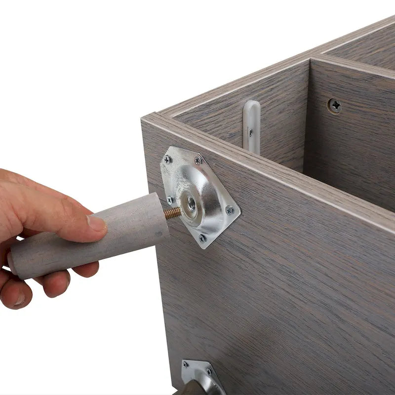 Comodino in legno con cassetto e vano a giorno, set da 2, grigio