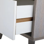 Comodino in legno con cassetto e vano a giorno, set da 2, grigio