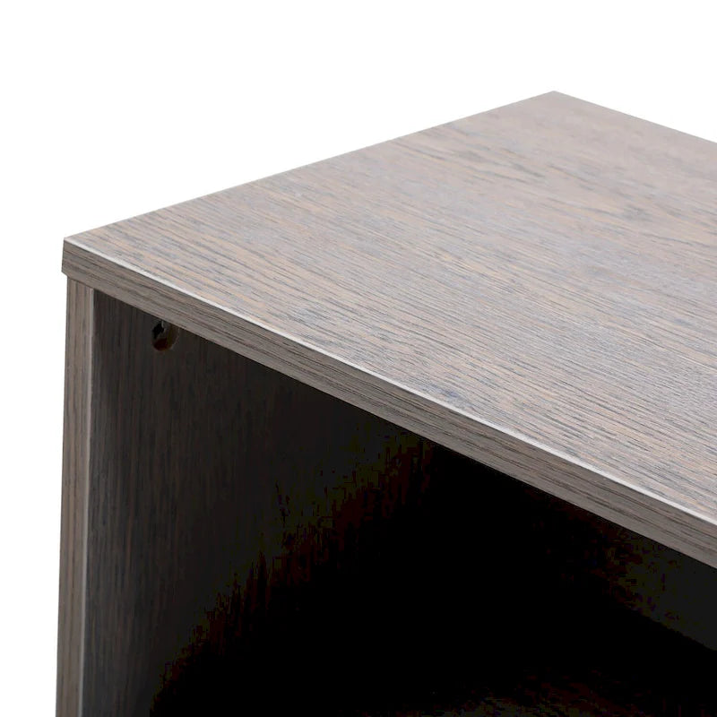 Comodino in legno con cassetto e vano a giorno, set da 2, grigio