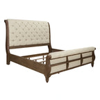 Letto a slitta king size – Finitura tortora polveroso, Stile rustico, Struttura in legno massello