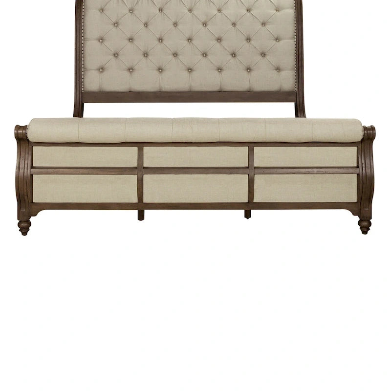 Letto a slitta king size – Finitura tortora polveroso, Stile rustico, Struttura in legno massello