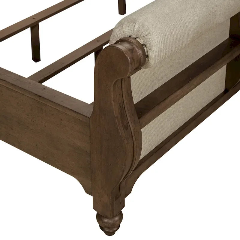 Letto a slitta king size – Finitura tortora polveroso, Stile rustico, Struttura in legno massello