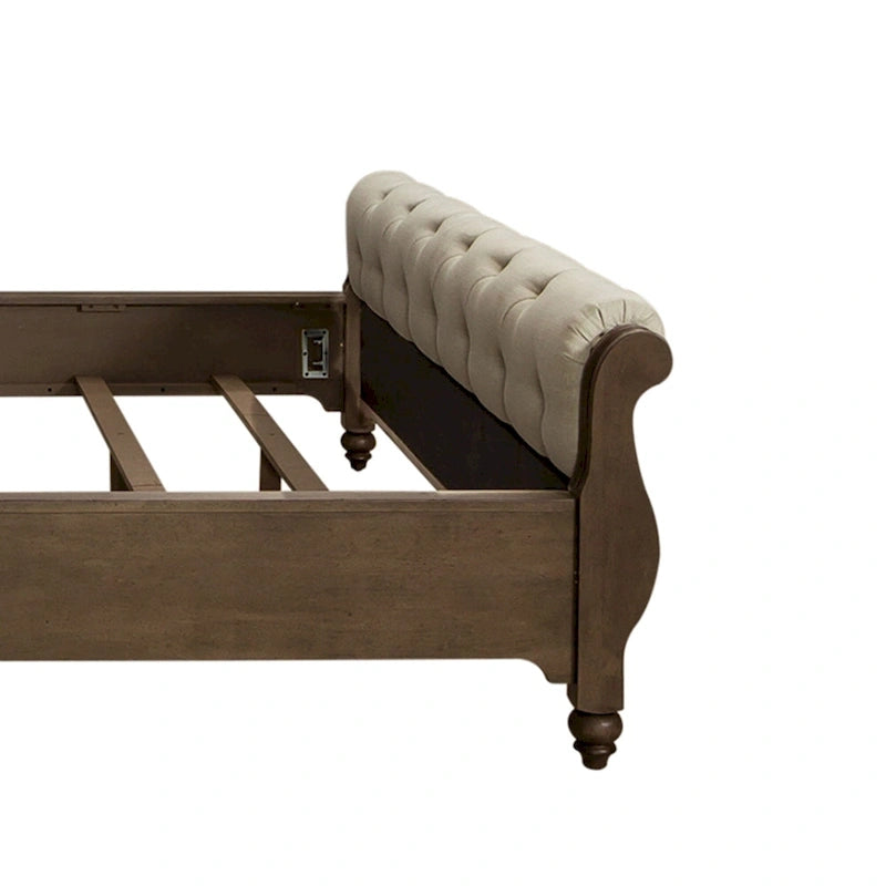 Letto a slitta king size – Finitura tortora polveroso, Stile rustico, Struttura in legno massello
