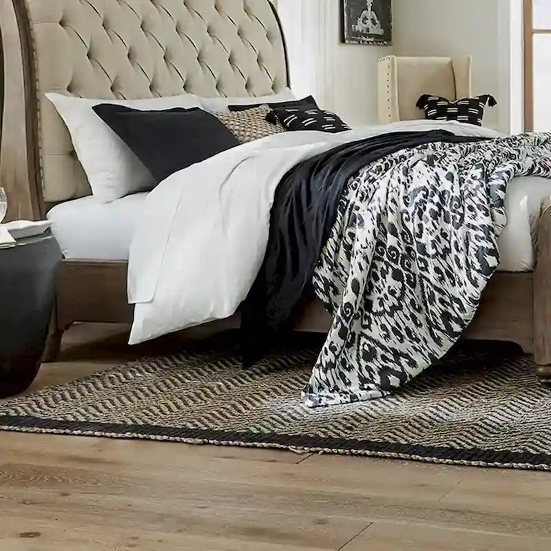 Letto a slitta king size – Finitura tortora polveroso, Stile rustico, Struttura in legno massello