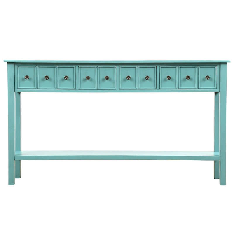Consolle Rustica Lunga per Ingresso con 4 Cassetti – Stile Rustico, Legno Massiccio, Corridoio