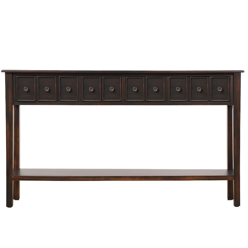 Consolle Rustica Lunga per Ingresso con 4 Cassetti – Stile Rustico, Legno Massiccio, Corridoio