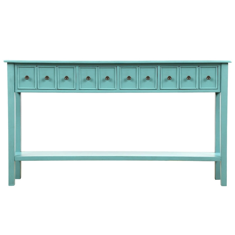 Consolle Rustica Lunga per Ingresso con 4 Cassetti – Stile Rustico, Legno Massiccio, Corridoio