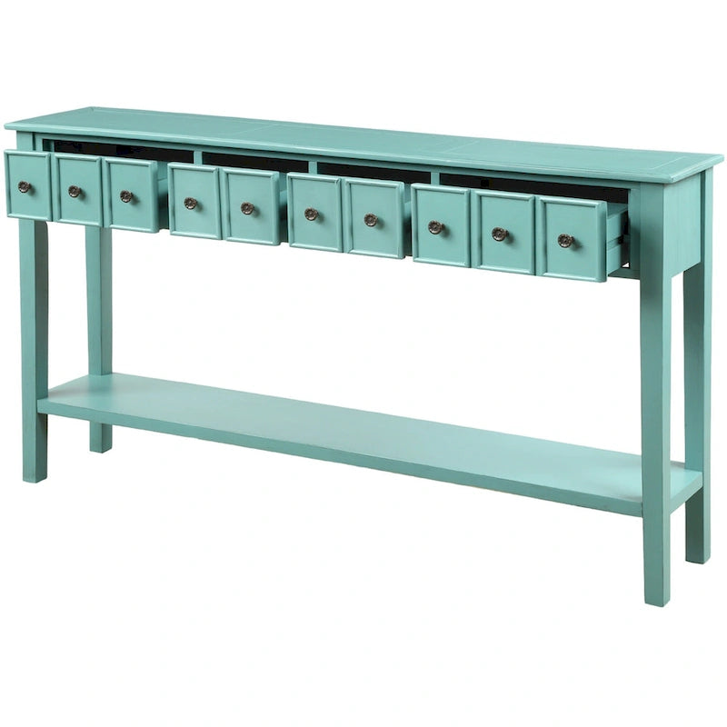 Consolle Rustica Lunga per Ingresso con 4 Cassetti – Stile Rustico, Legno Massiccio, Corridoio
