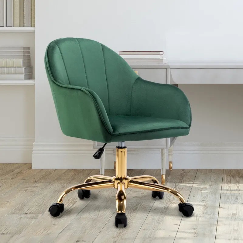 Sedia da Ufficio in Velluto – Sedia da Scrivania Girevole Ergonomica con Braccioli, Stile Moderno