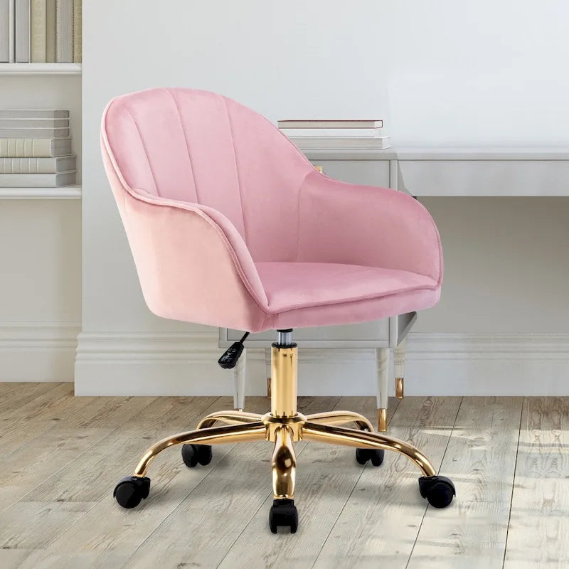 Sedia da Ufficio in Velluto – Sedia da Scrivania Girevole Ergonomica con Braccioli, Stile Moderno