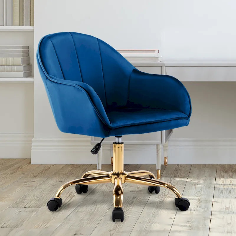 Sedia da Ufficio in Velluto – Sedia da Scrivania Girevole Ergonomica con Braccioli, Stile Moderno