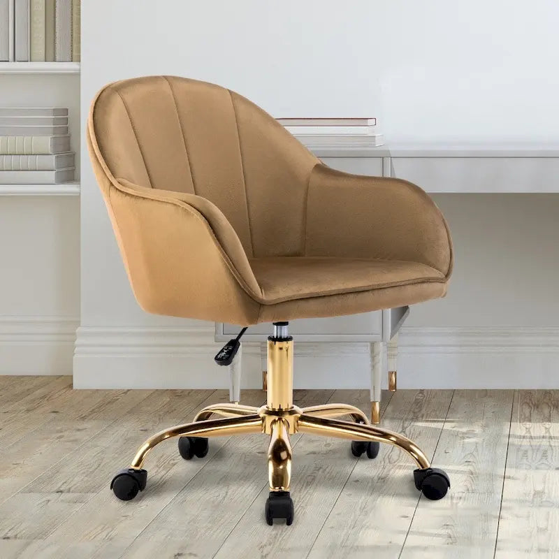 Sedia da Ufficio in Velluto – Sedia da Scrivania Girevole Ergonomica con Braccioli, Stile Moderno