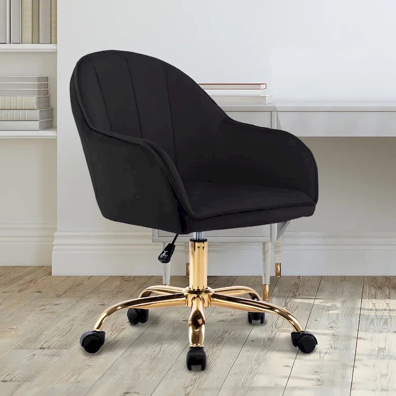 Sedia da Ufficio in Velluto – Sedia da Scrivania Girevole Ergonomica con Braccioli, Stile Moderno