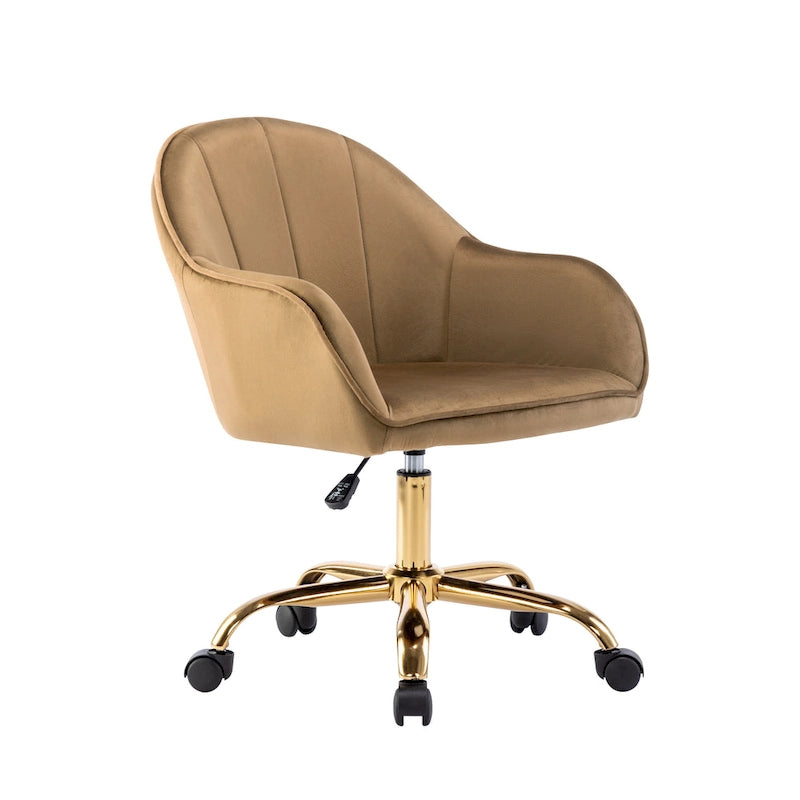 Sedia da Ufficio in Velluto – Sedia da Scrivania Girevole Ergonomica con Braccioli, Stile Moderno