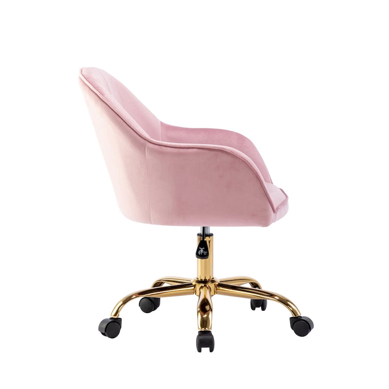 Sedia da Ufficio in Velluto – Sedia da Scrivania Girevole Ergonomica con Braccioli, Stile Moderno