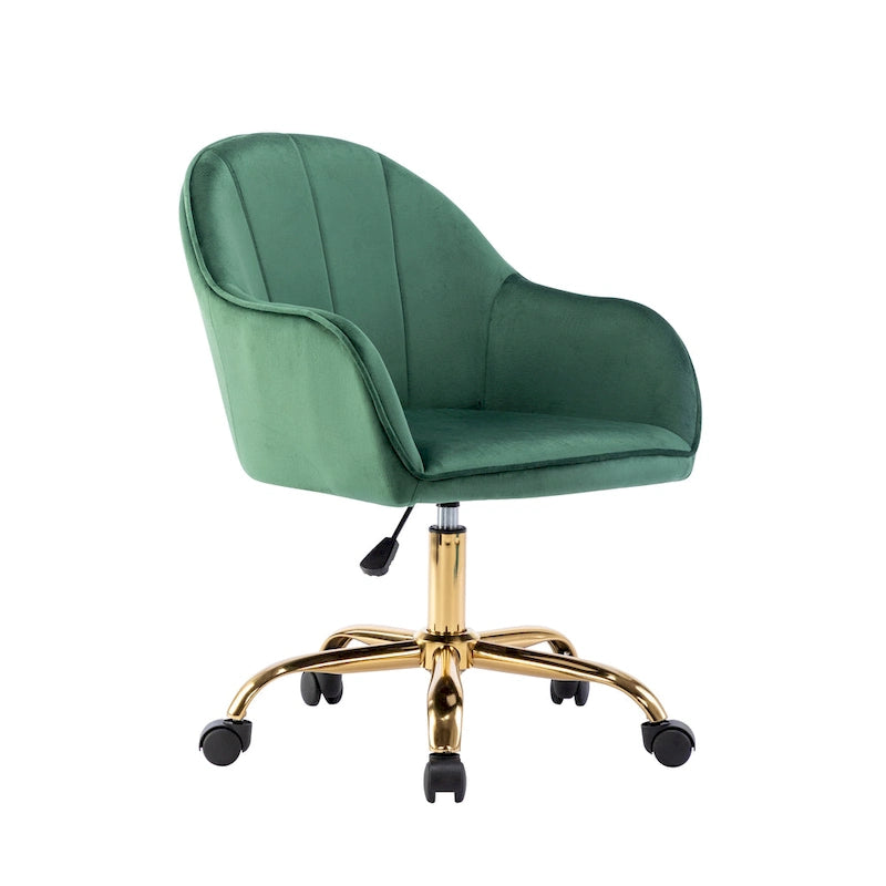 Sedia da Ufficio in Velluto – Sedia da Scrivania Girevole Ergonomica con Braccioli, Stile Moderno