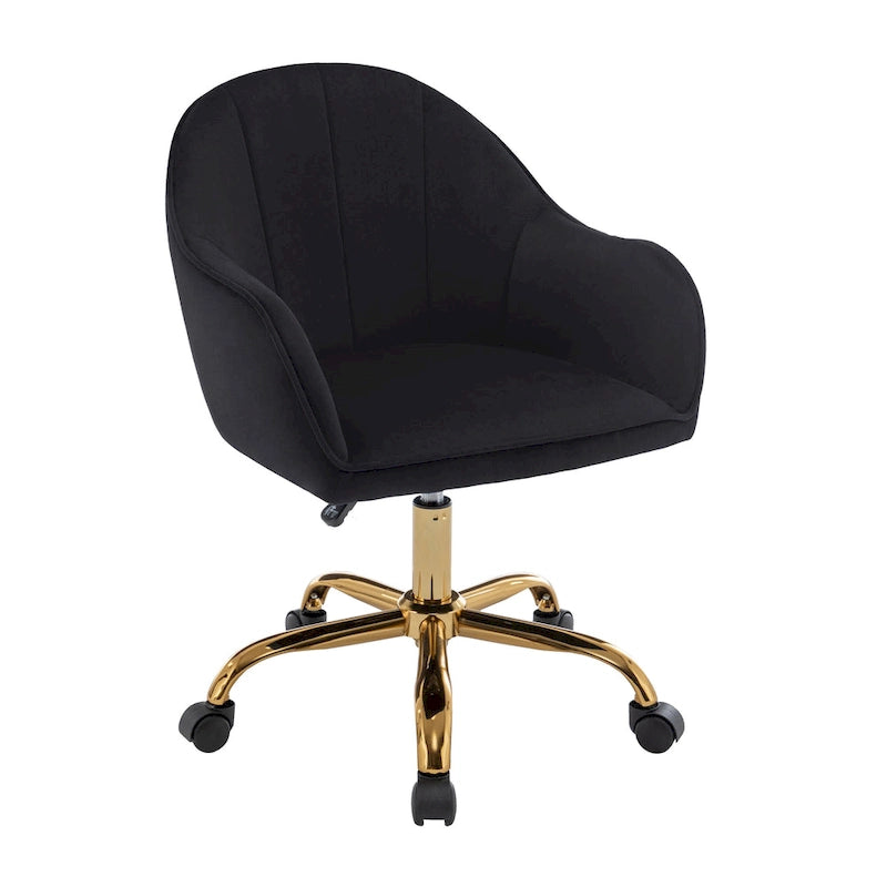 Sedia da Ufficio in Velluto – Sedia da Scrivania Girevole Ergonomica con Braccioli, Stile Moderno
