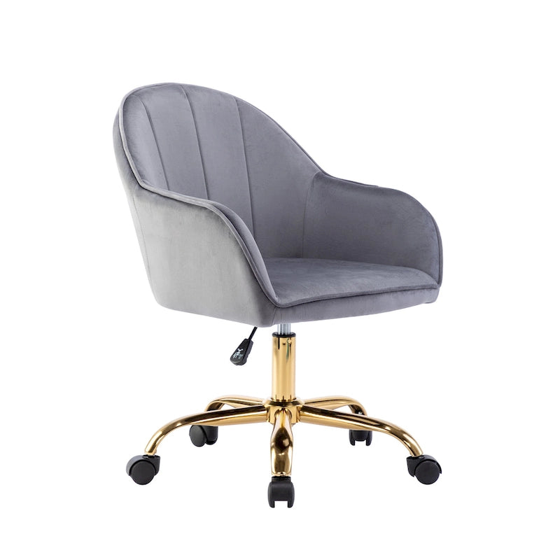 Sedia da Ufficio in Velluto – Sedia da Scrivania Girevole Ergonomica con Braccioli, Stile Moderno