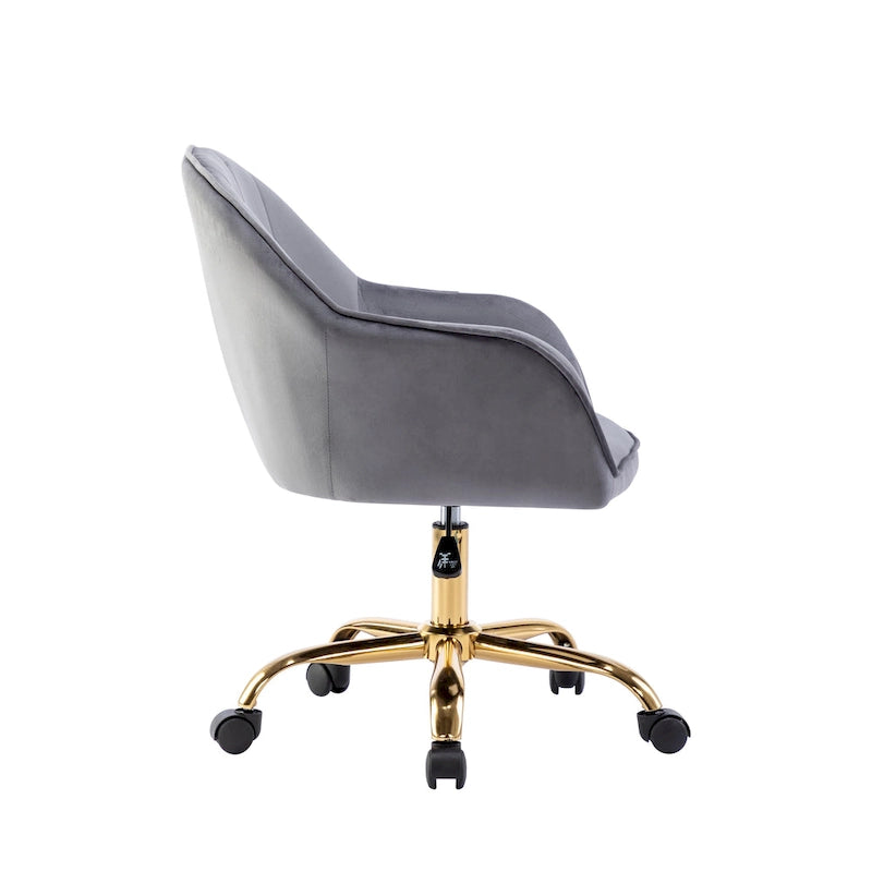 Sedia da Ufficio in Velluto – Sedia da Scrivania Girevole Ergonomica con Braccioli, Stile Moderno
