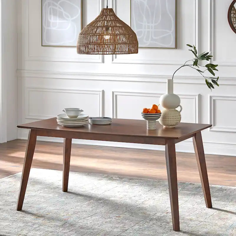 Tavolo da pranzo Mid-Century Modern – Gambe in legno massiccio, stile retrò, per 4-6 persone